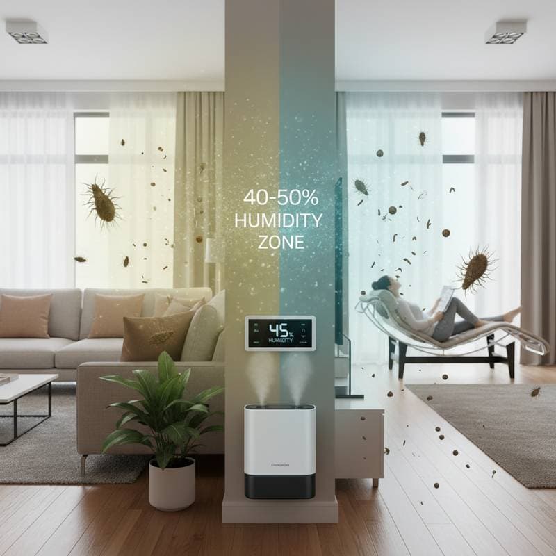 Featured image for Why 40-50% Humidity Stops Allergens at the Source